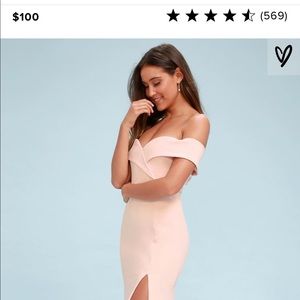 Blush Pink Off-the-Shoulder Maxi Dress